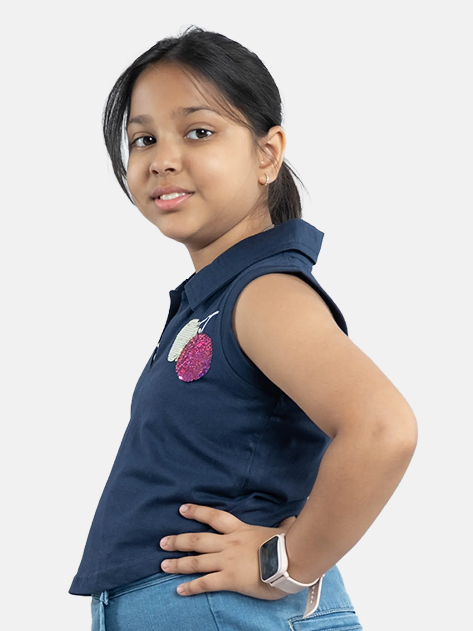 Girls Cropped Polo Tee