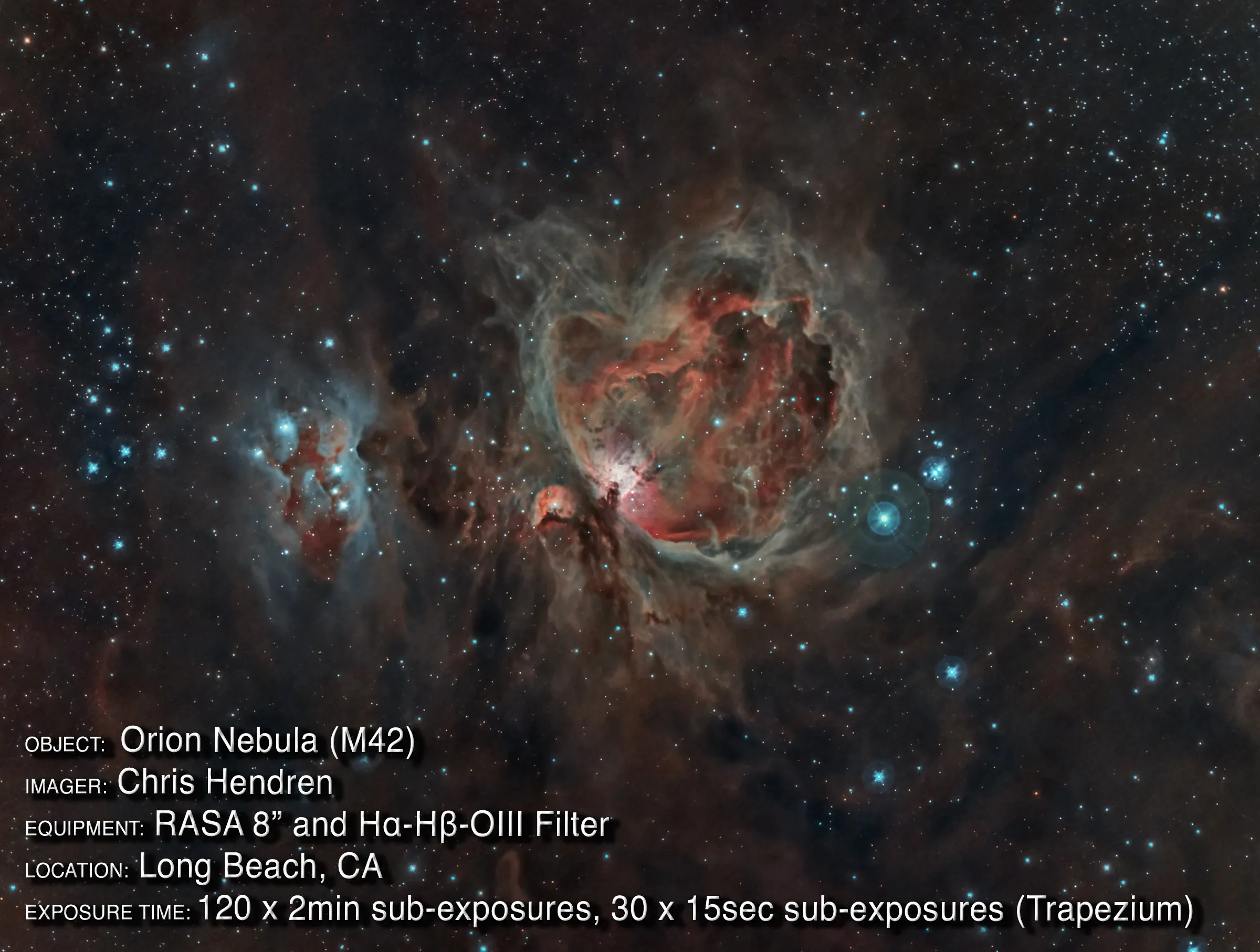 H-alpha H-beta OIII Imaging Filter, Rowe-Ackermann Schmidt Astrograph (RASA) 8