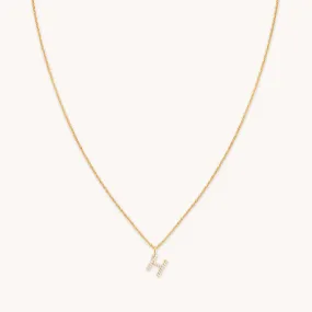 H Initial Pavé Pendant Necklace in Gold