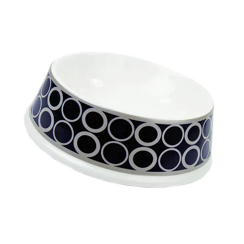 H&R Porcelain Dog Bowl in Circular Black