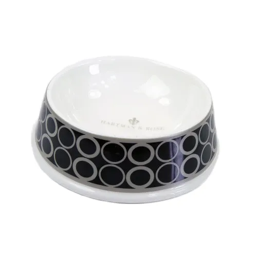 H&R Porcelain Dog Bowl in Circular Black