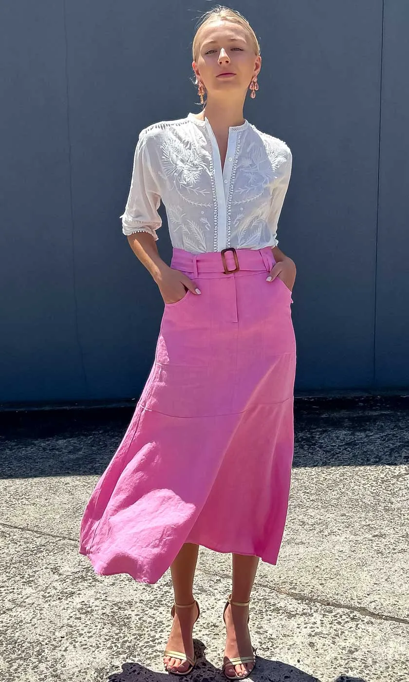 HOSS Century Linen Skirt - Pink