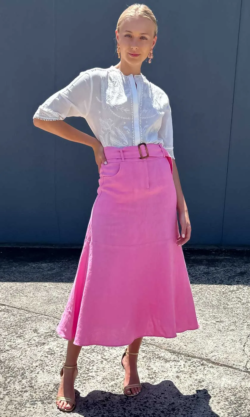 HOSS Century Linen Skirt - Pink