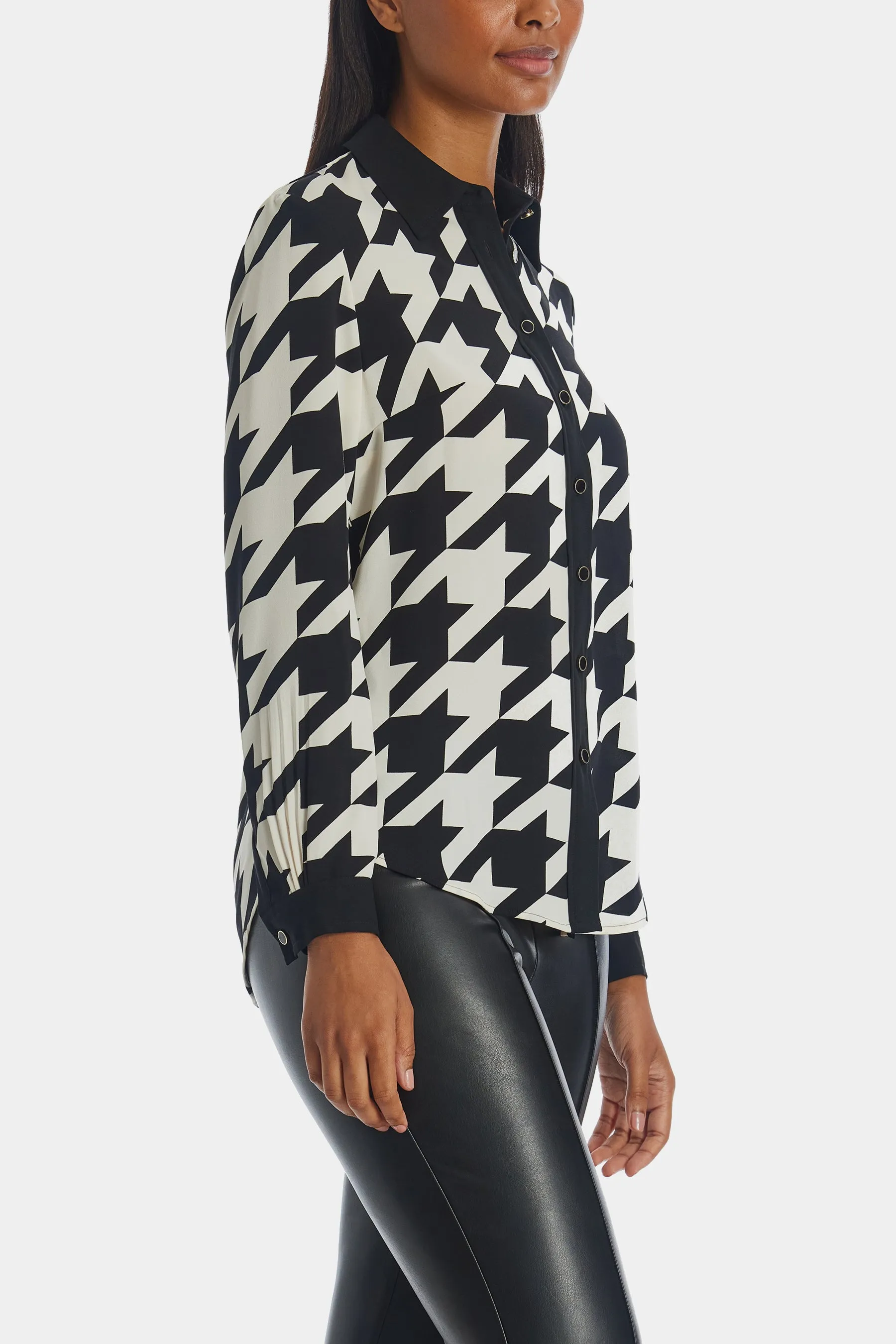 Houndstooth Button Up Blouse