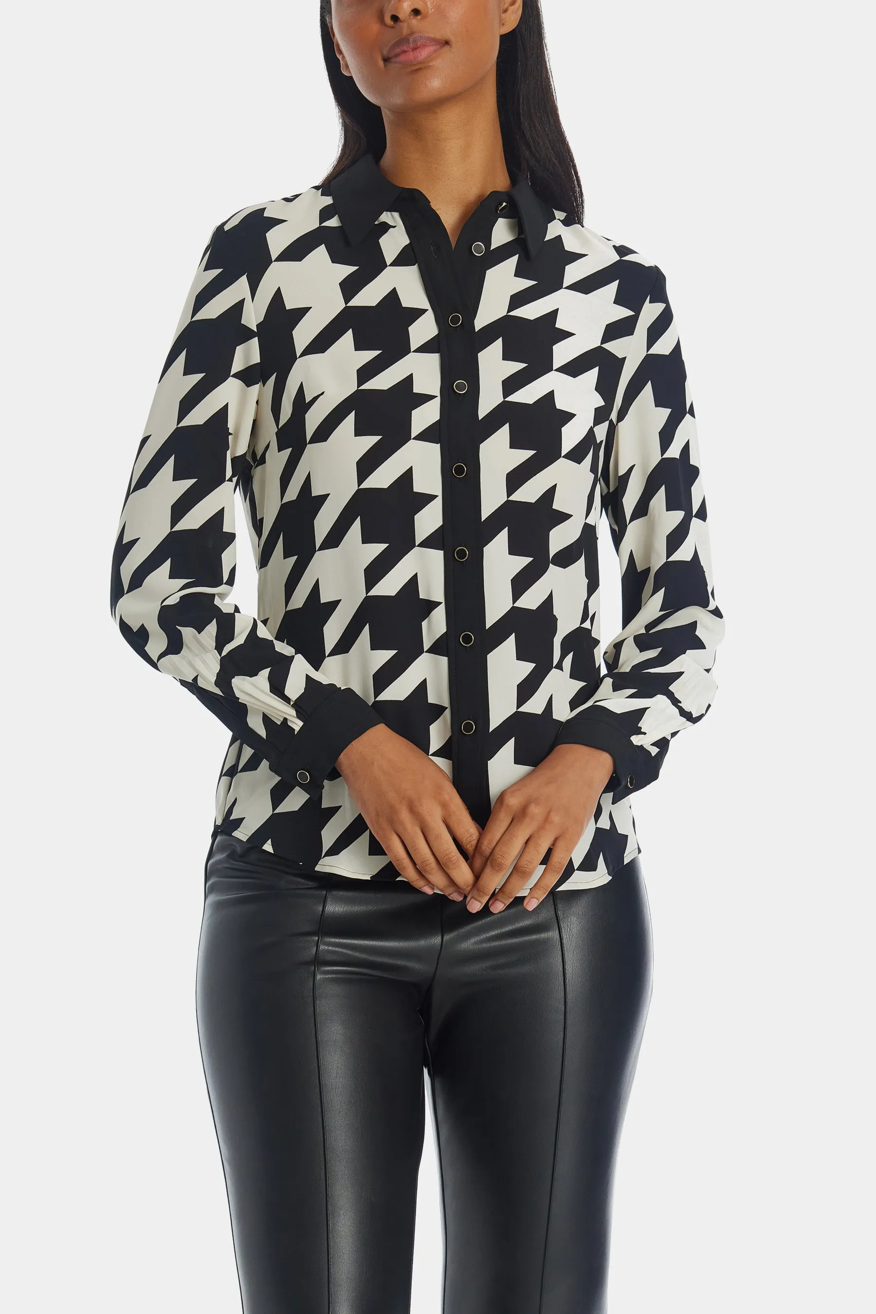 Houndstooth Button Up Blouse