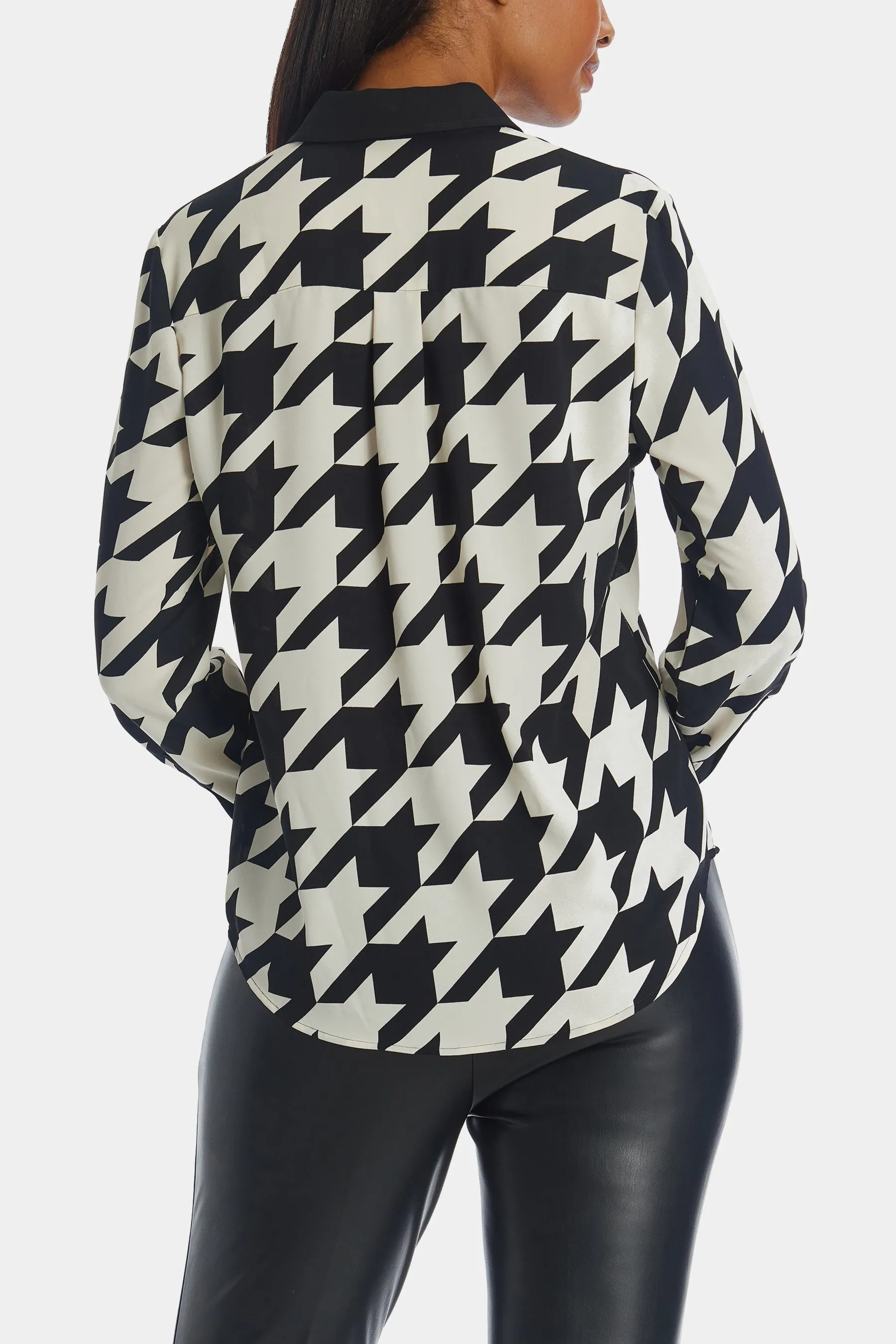 Houndstooth Button Up Blouse