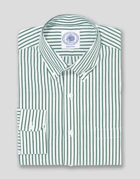 HUNTER GREEN/WHITE BUTCHER STRIPE BROADCLOTH DRESS SHIRT