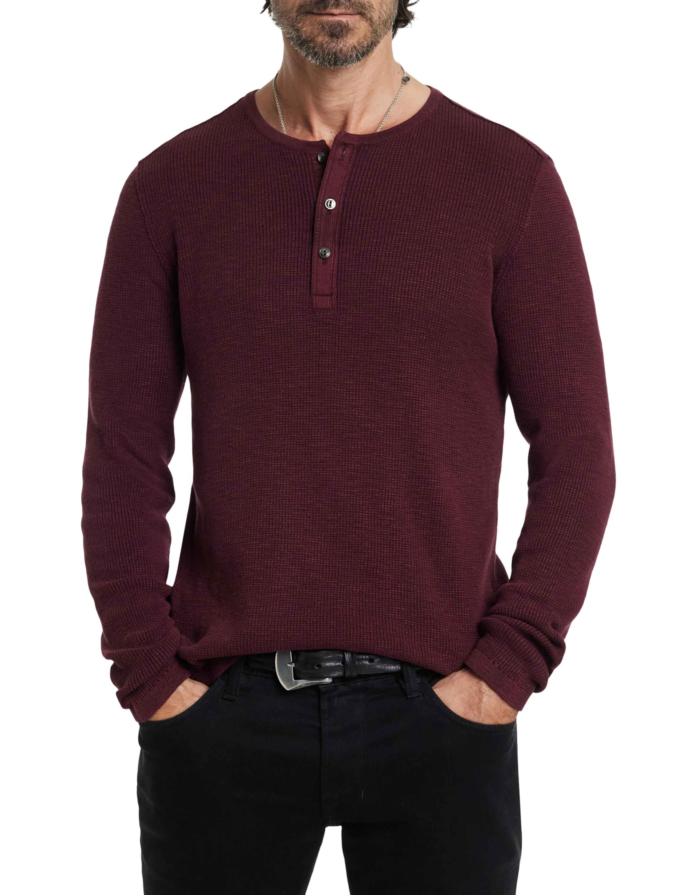 John Varvatos Memphis Waffle Henley | Plum