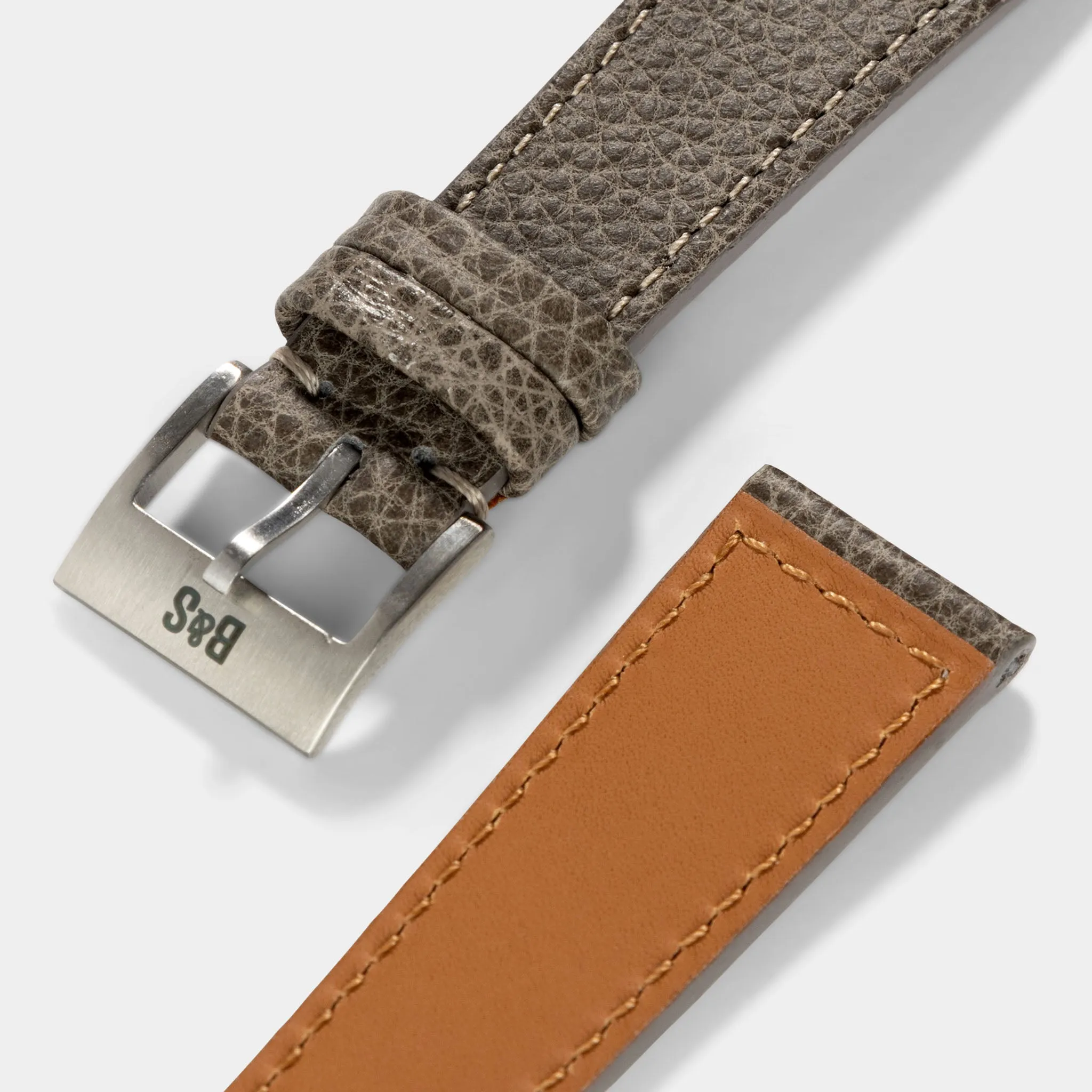 Kansas Grey Boxed Leather Watch Strap