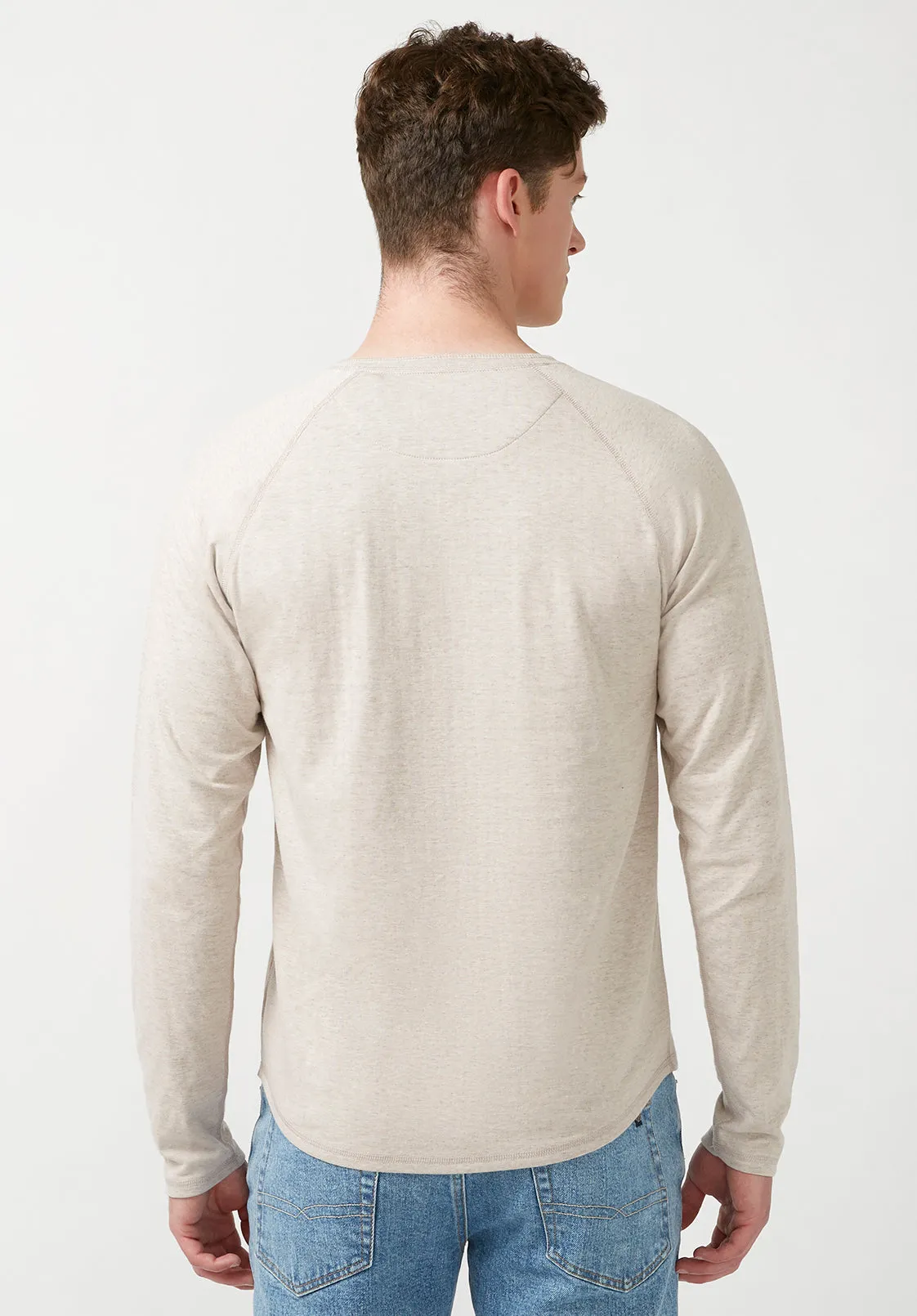 Kariver Men's Long-Sleeve Henley Top in Milk - BM24026