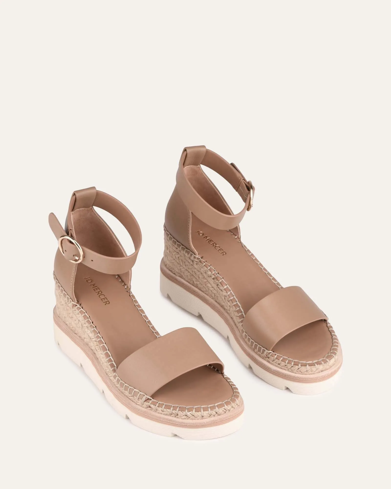 KELLY MID HEEL WEDGES TAN LEATHER