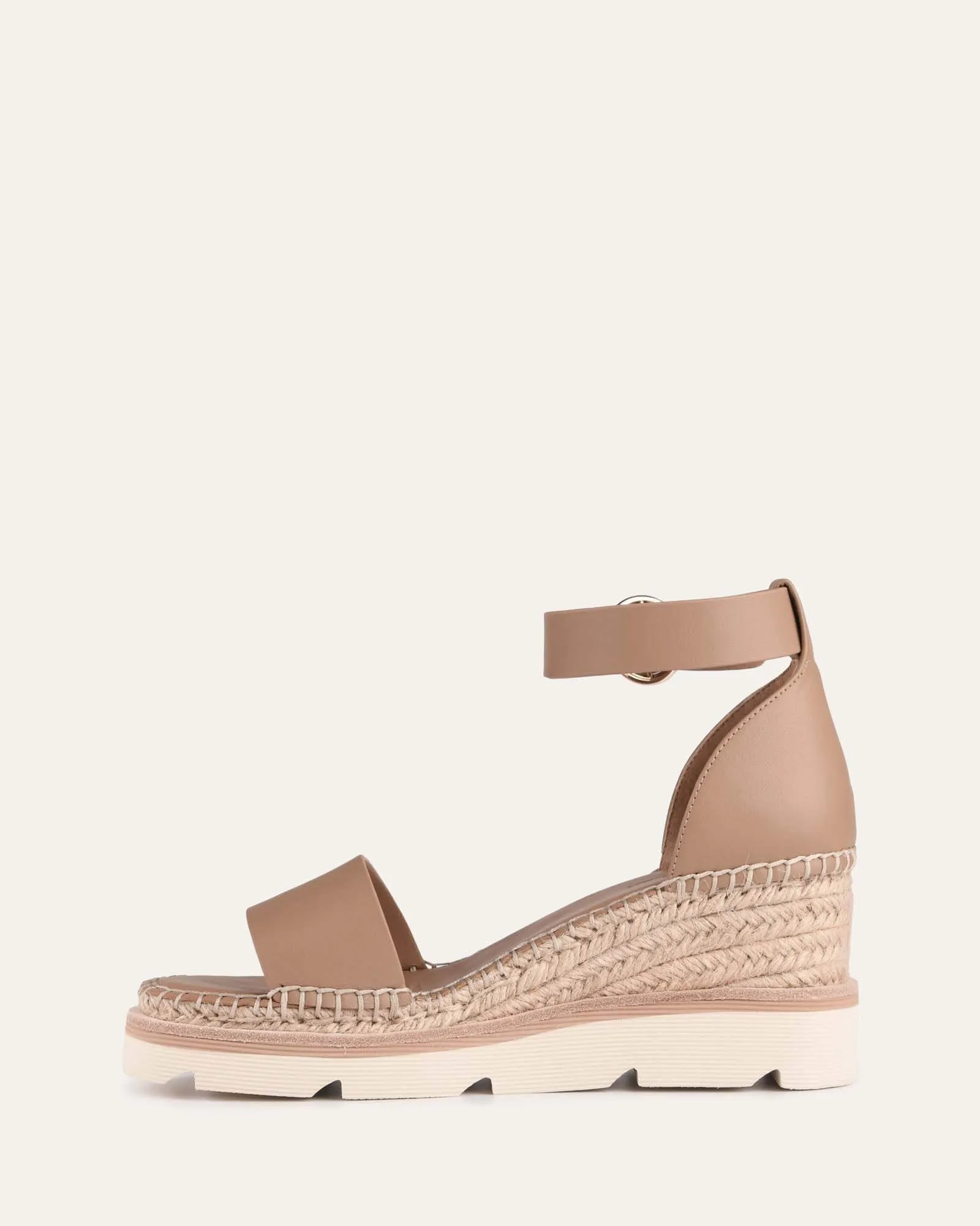 KELLY MID HEEL WEDGES TAN LEATHER