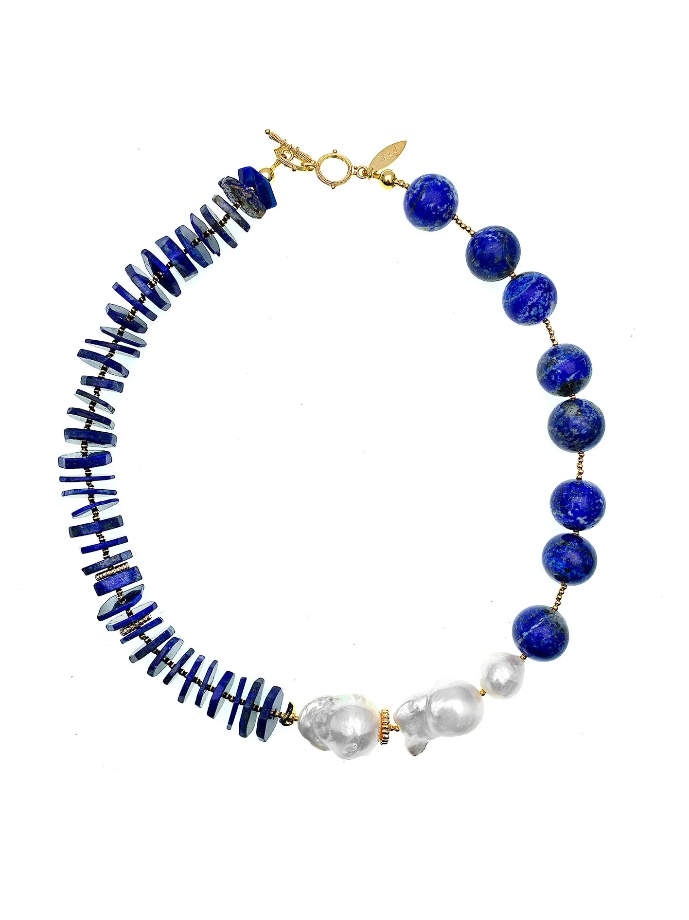 Lapis With Baroque Pearls Stylish Necklace FN009