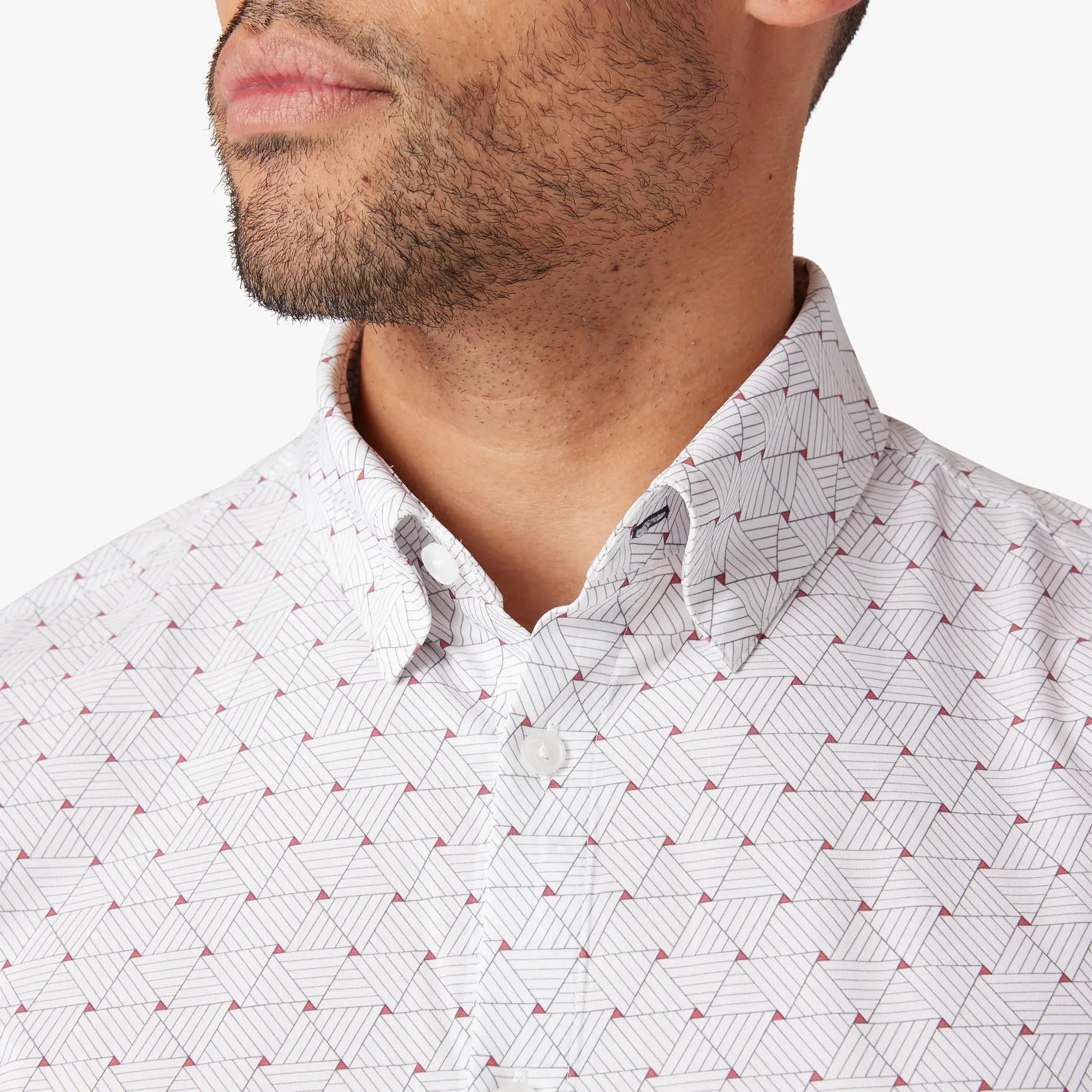 Leeward Dress Shirt - White Linear Triangle - Mizzen and Main