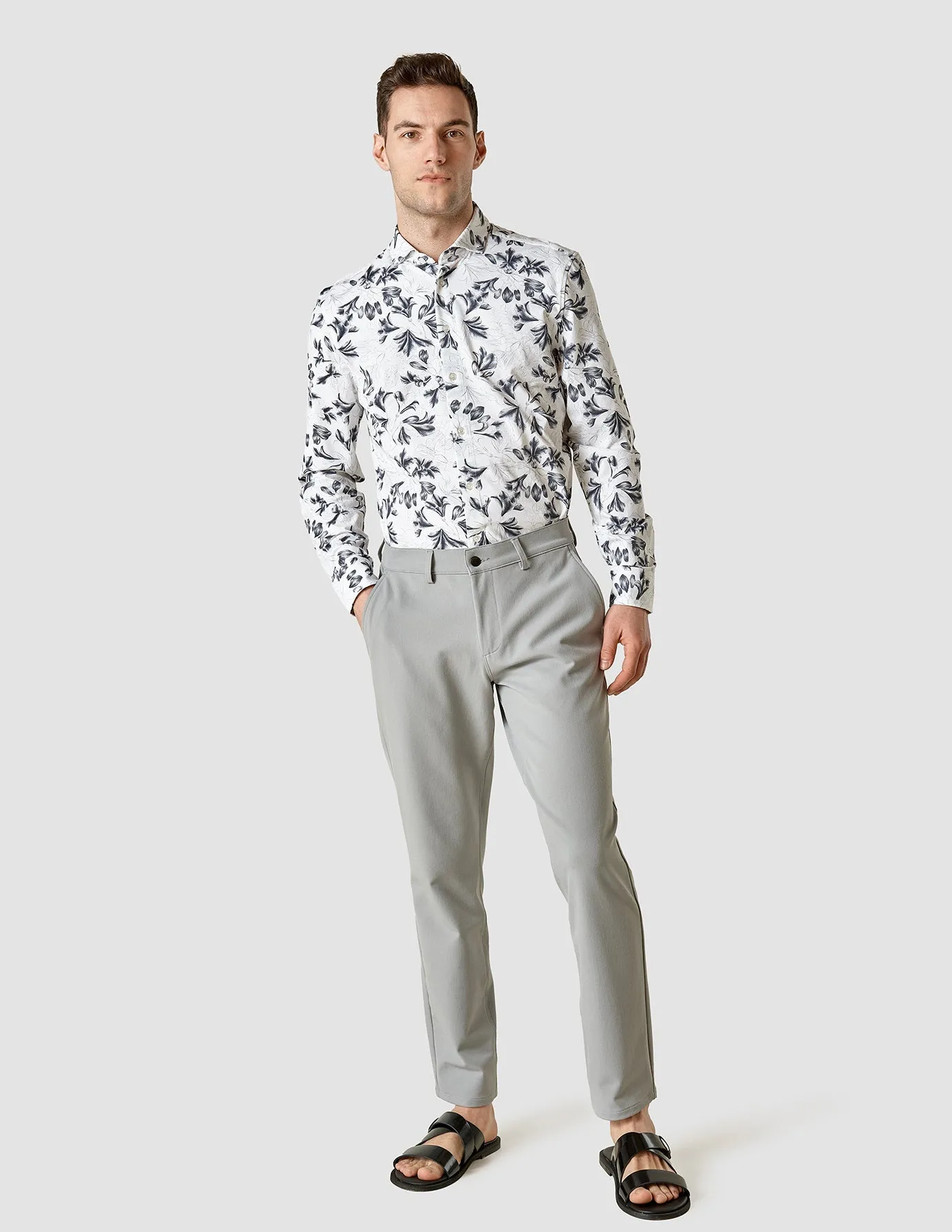 Lightweight Classic Shirt Navy Flower Slim