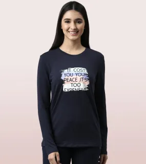 Long Sleeve Basic Crew Tee – Graphic Print | Crew Neck Basic Stretch Cotton Tee