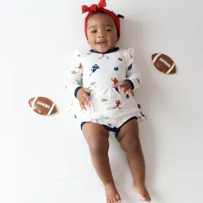 Long Sleeve Twirl Bodysuit Dress in Football