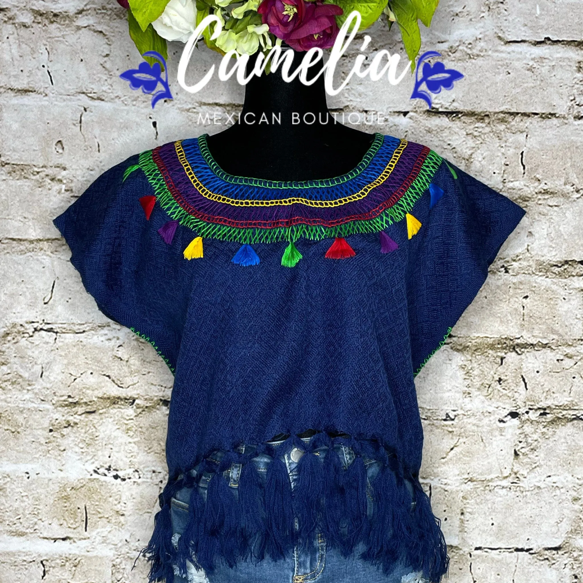 Loomed Mexican Tasseled Crop Top