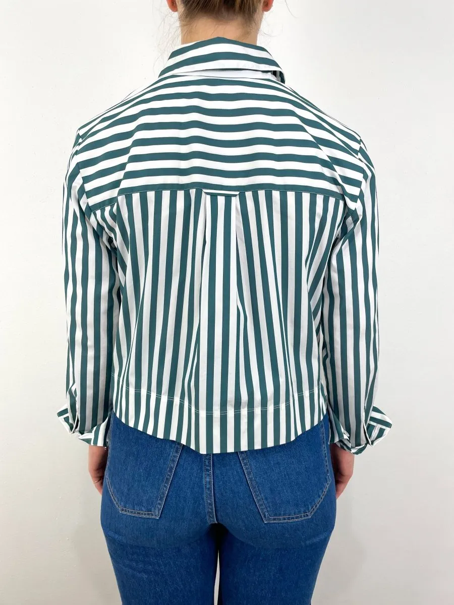 Maia Top in Pine & White Stripe