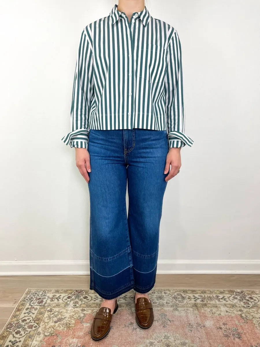 Maia Top in Pine & White Stripe