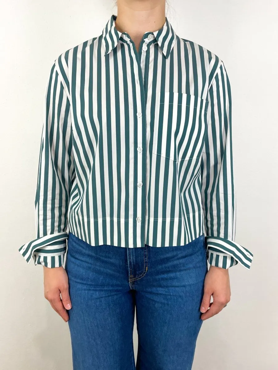 Maia Top in Pine & White Stripe