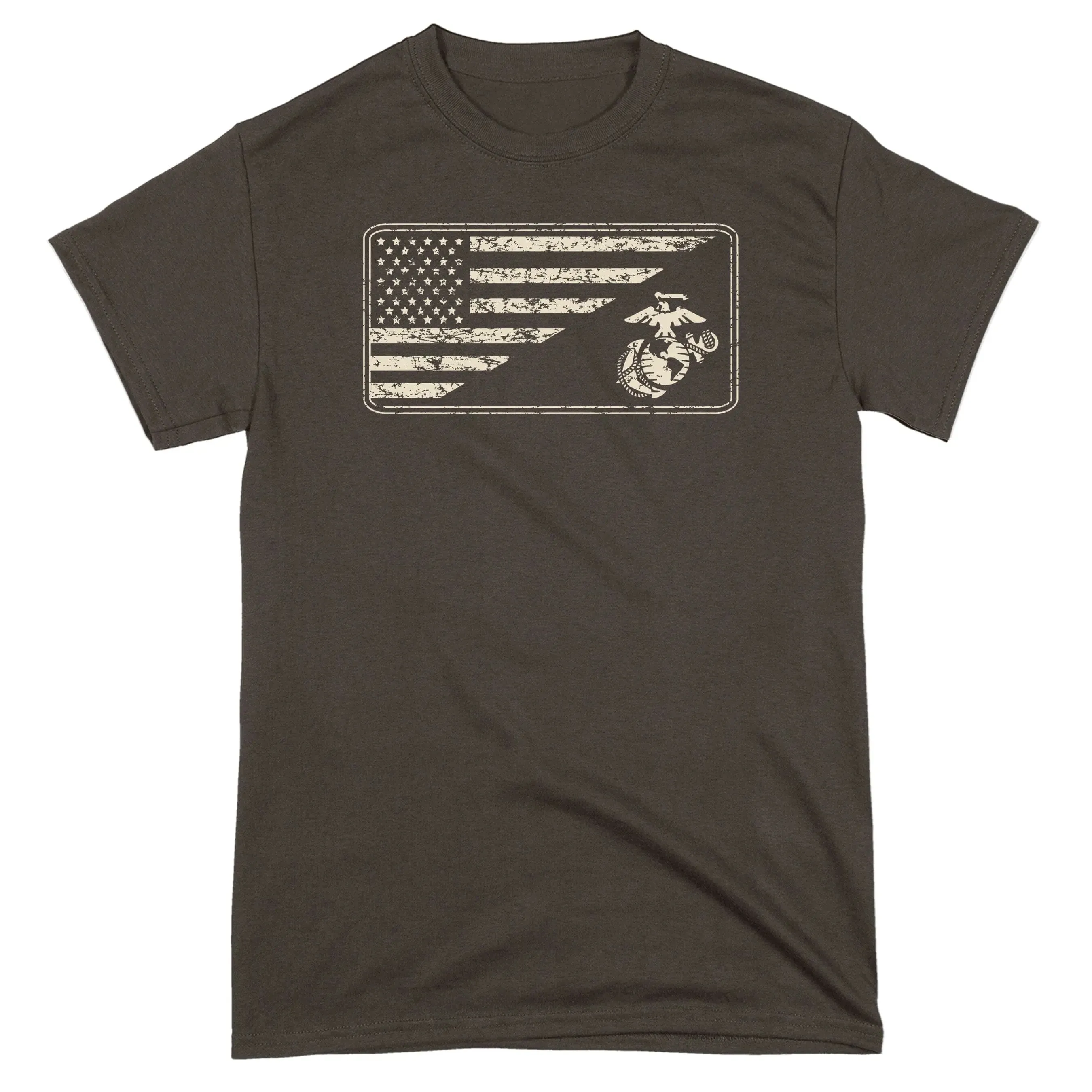 Marines Sand EGA & Split U.S. Flag Tee