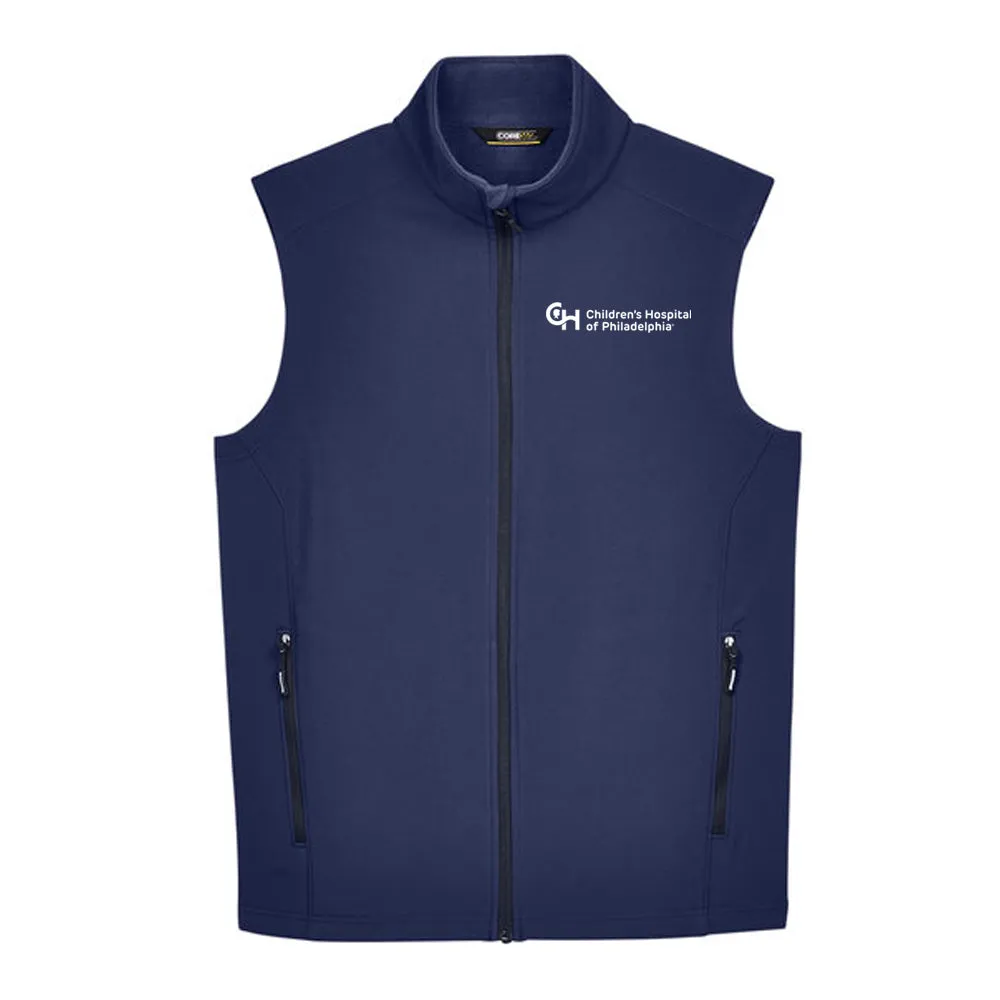 Men's Two-Layer Fleece Bonded Soft Shell Vest With White Logo