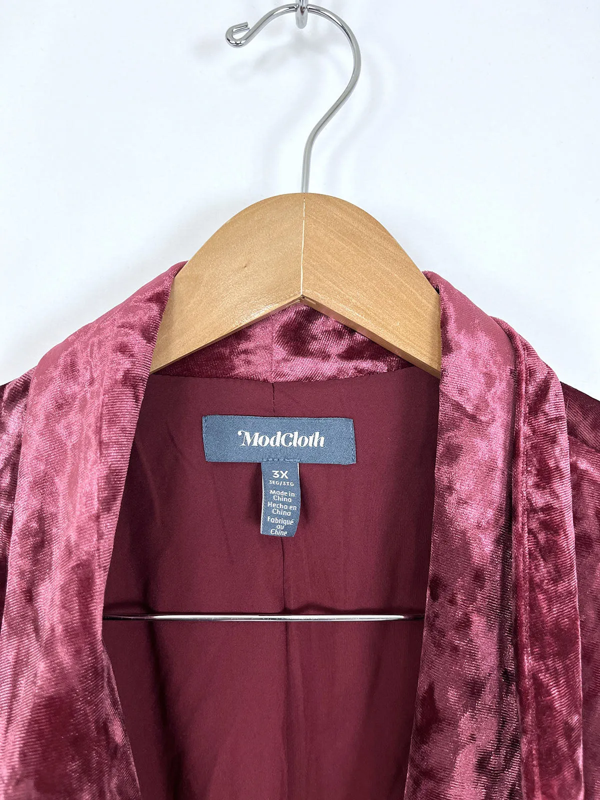 ModCloth Size 22W (3X) Cranberry Velvet Jacket