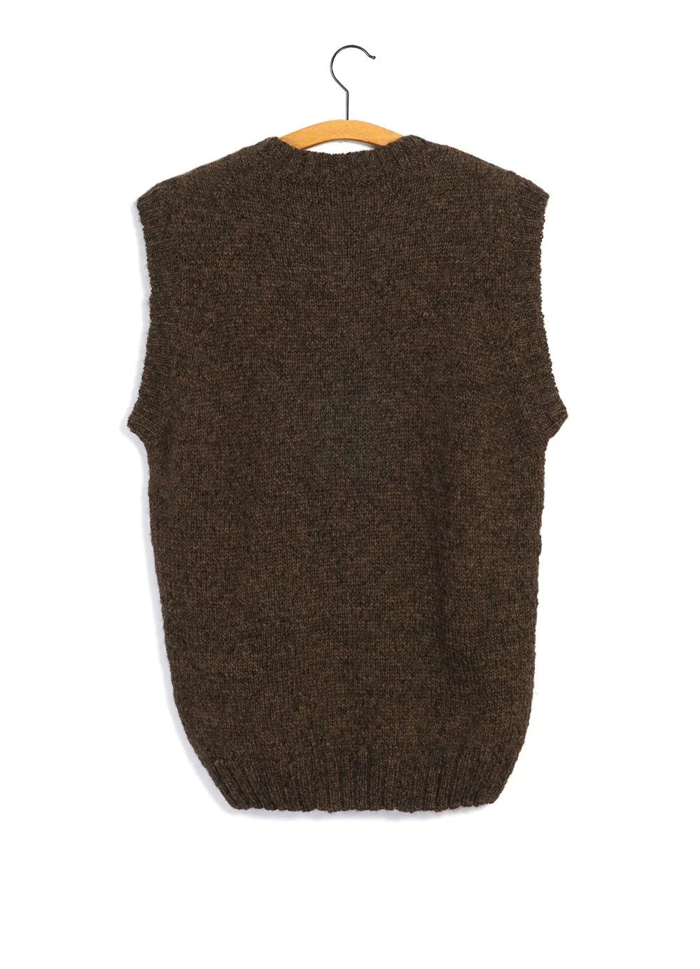 MOGENS | Knitted Crew Neck Vest | Tobacco