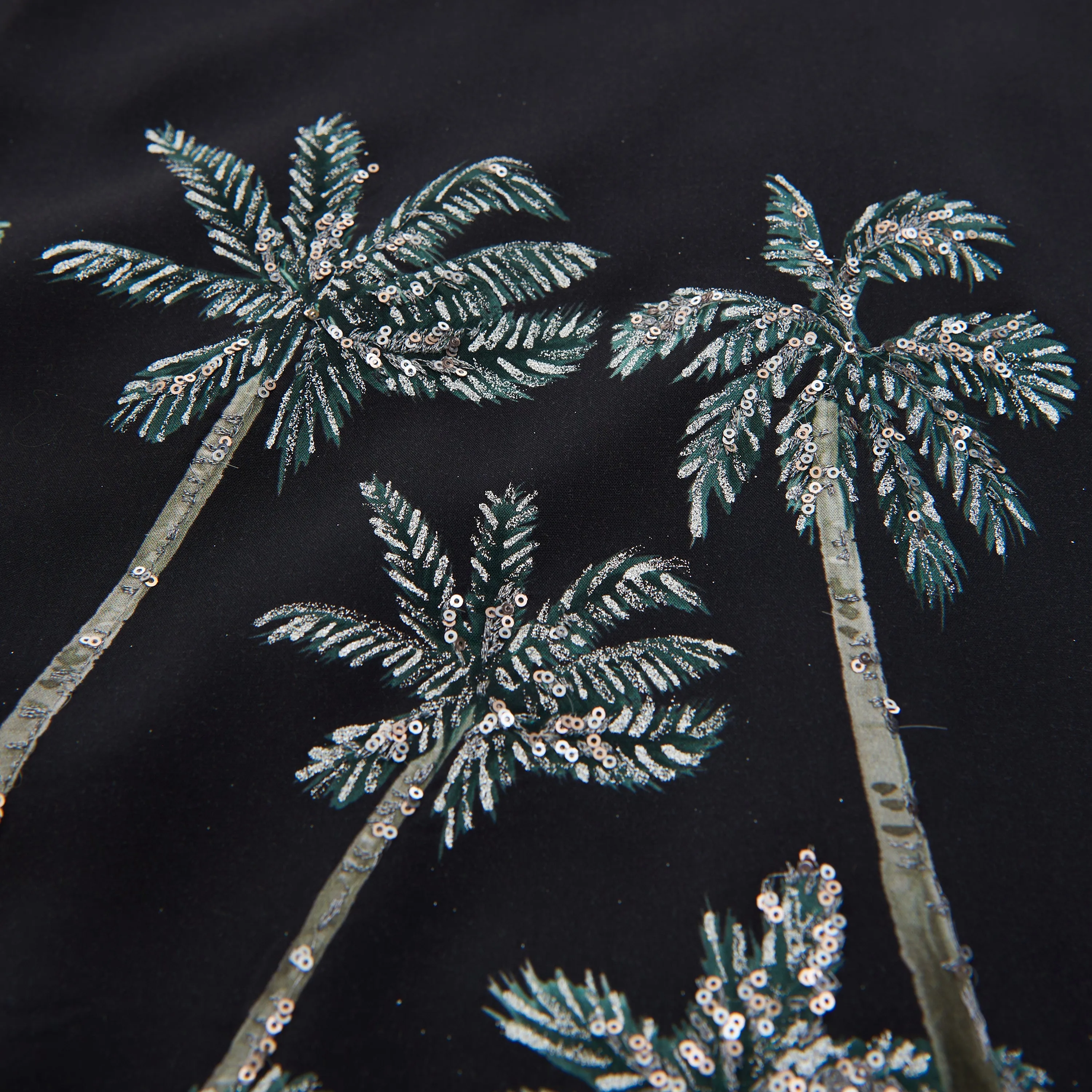 Multicolour Oversized Embroidered Shirt With Sunset Palm Trees Print In Viscose