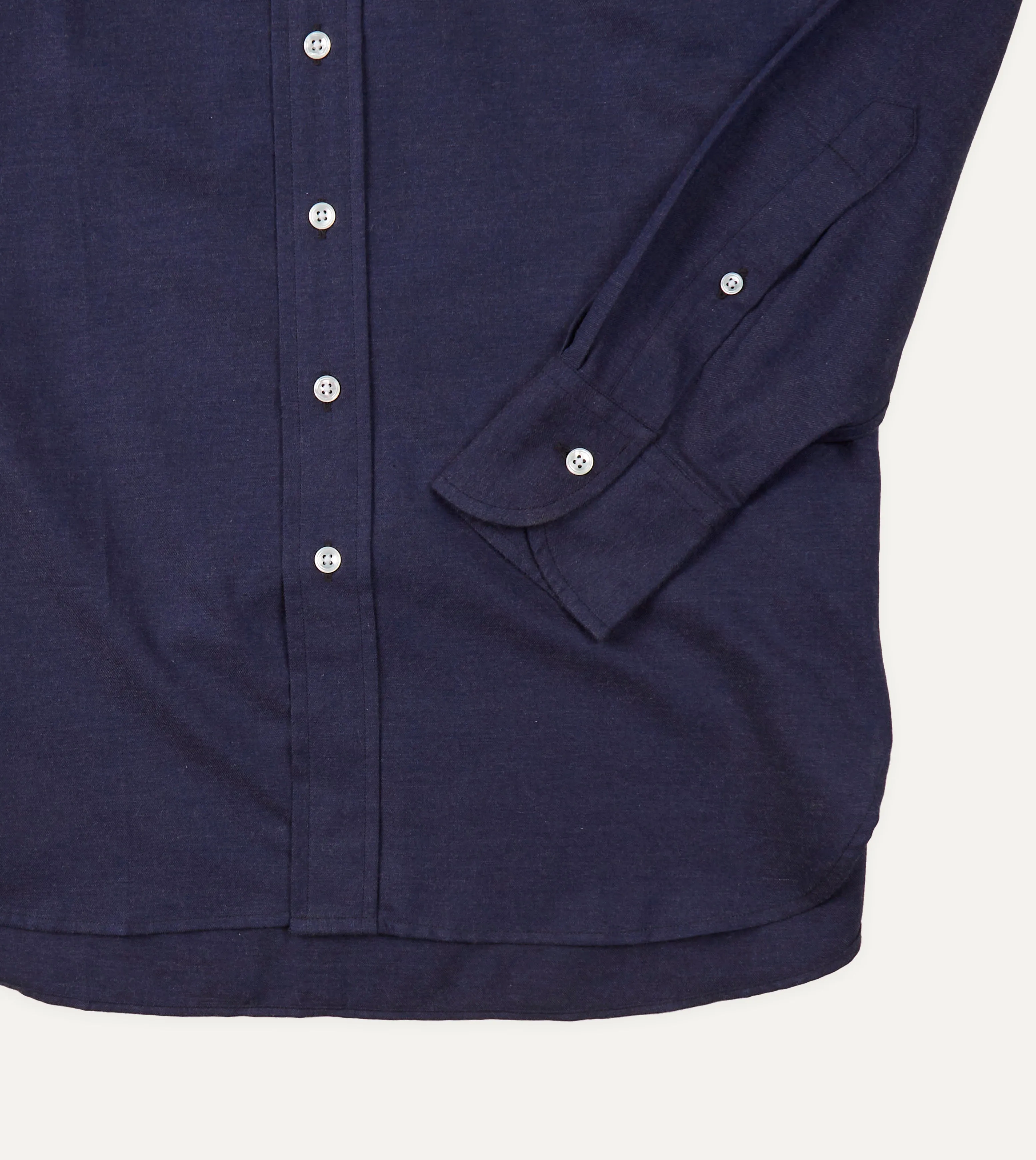 Navy Cotton Flannel Button-Down Shirt