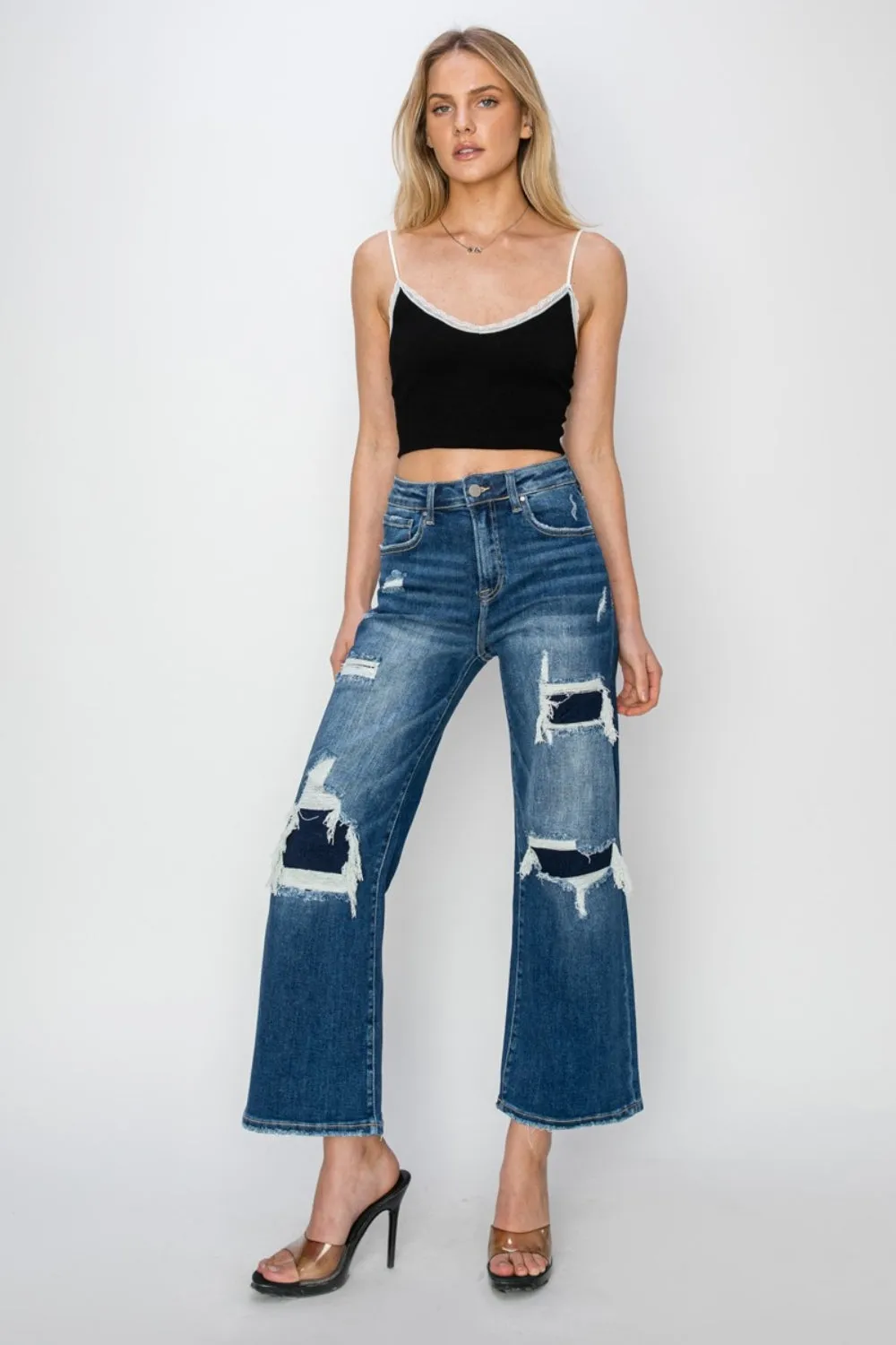 Patch Wide Leg Crop Jeans (0 - 3X)