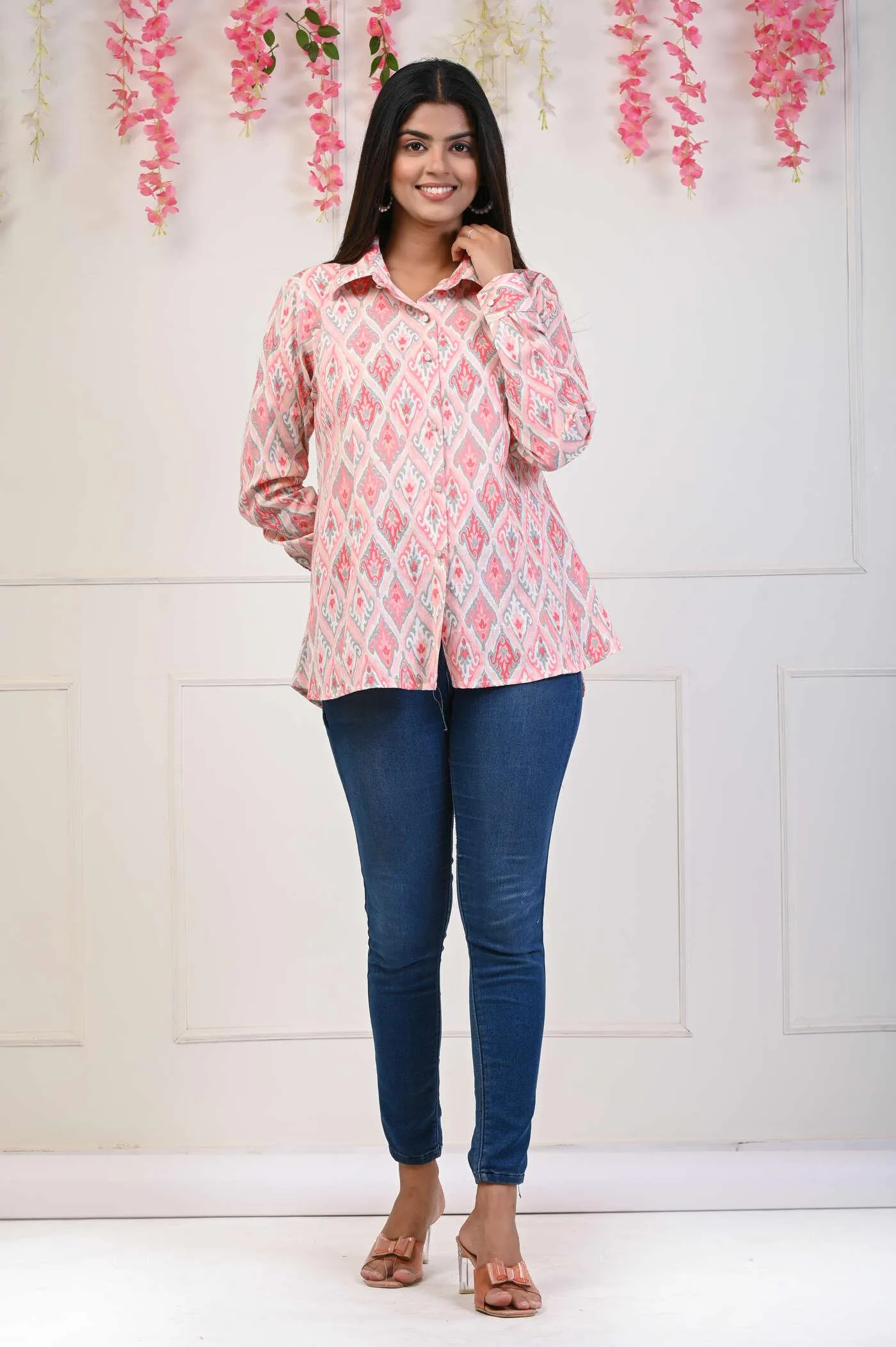 Pink Cotton Flex Trendy Shirt