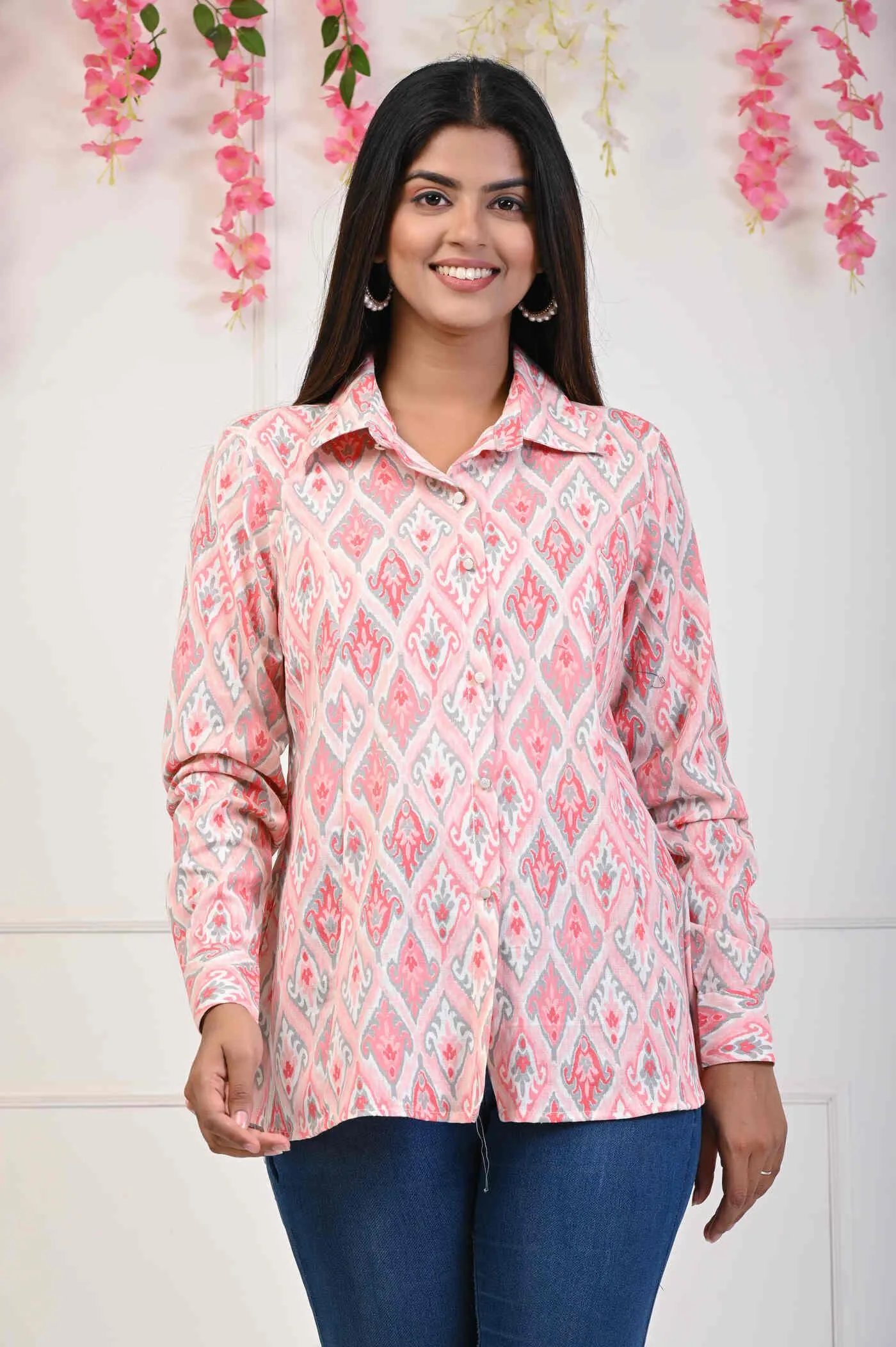 Pink Cotton Flex Trendy Shirt