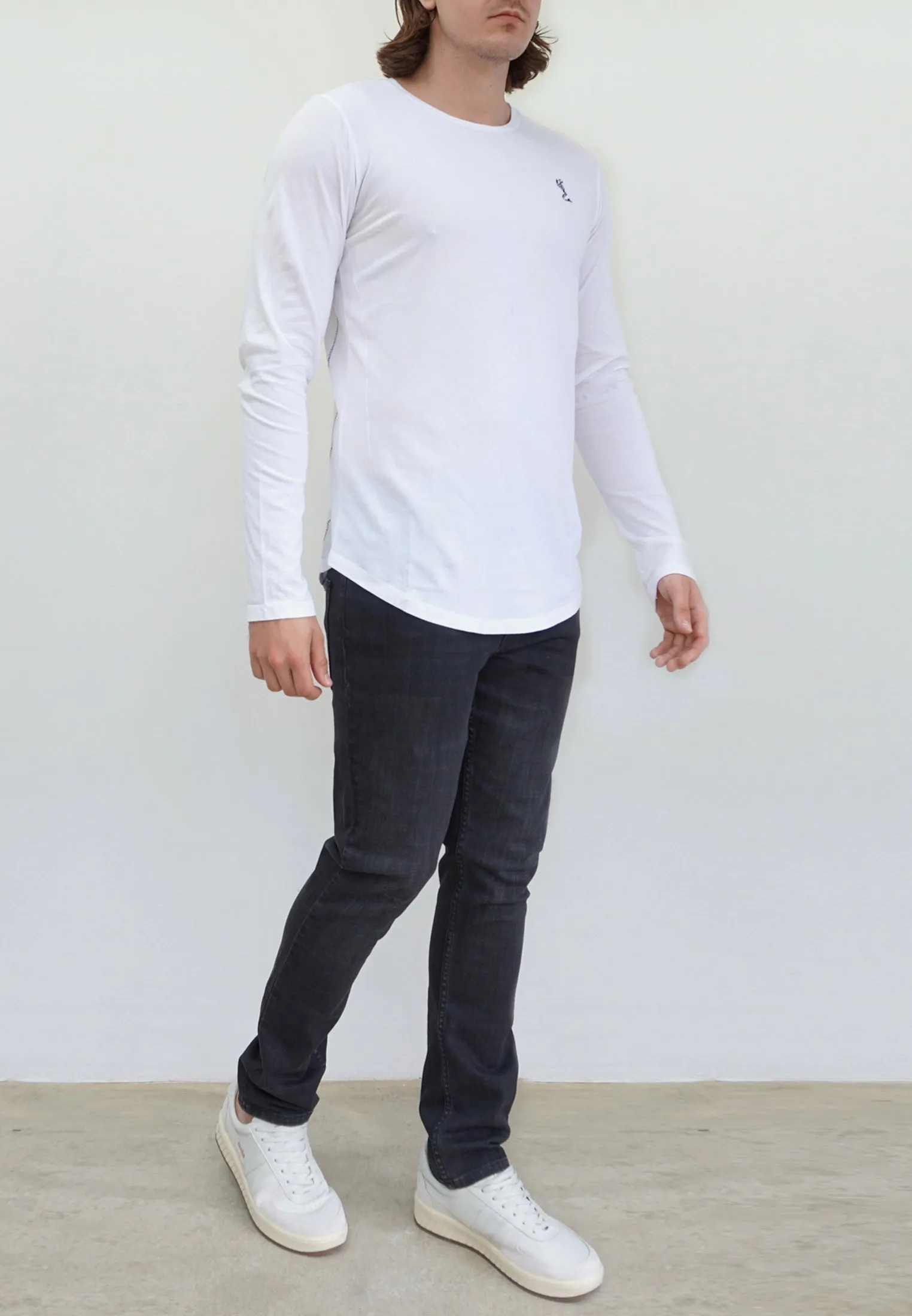 PLAIN LONGLINE ORGANIC L/S T-SHIRT WHITE