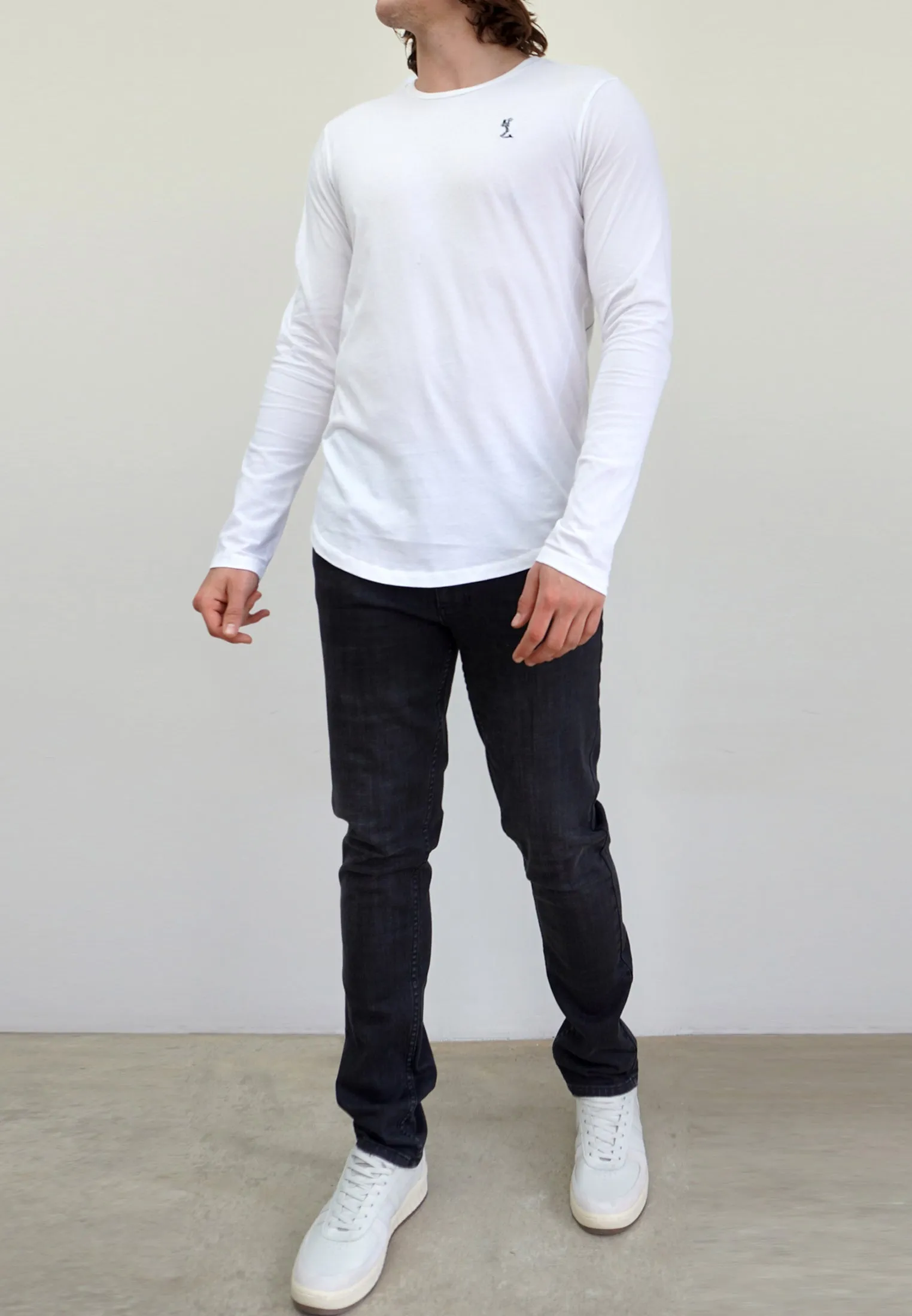 PLAIN LONGLINE ORGANIC L/S T-SHIRT WHITE