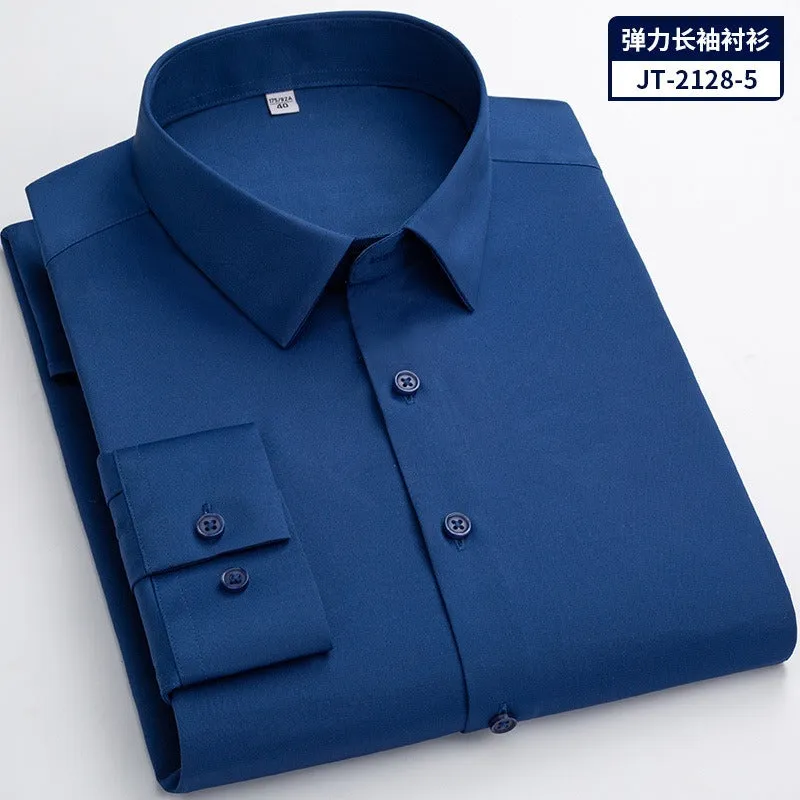 Quick Dry Long Sleeve Shirt High Elasticity Slim Fit Solid Color Formal Dress Shirt  | JT-2128