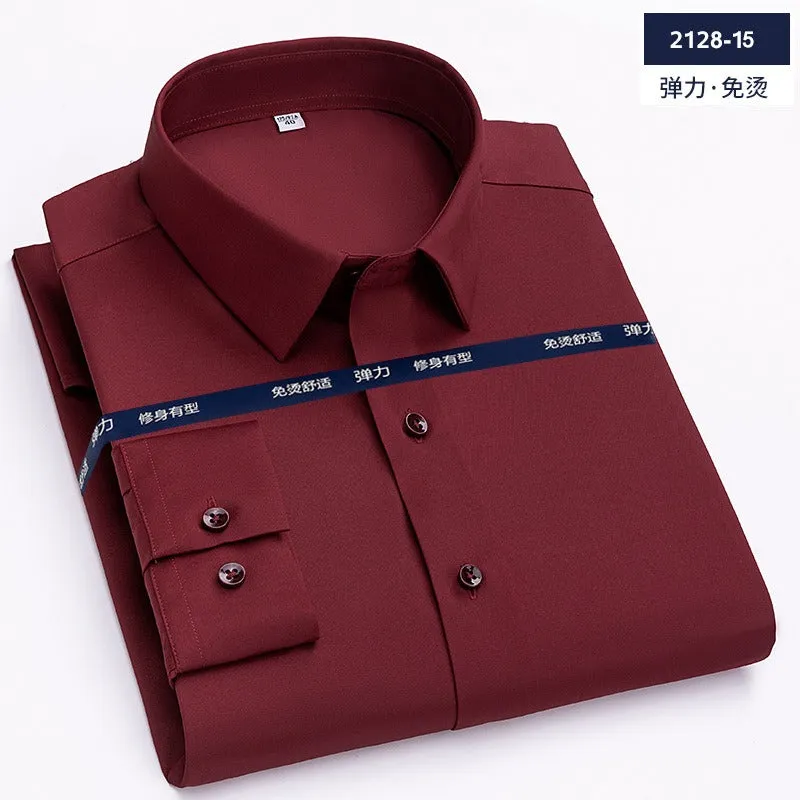 Quick Dry Long Sleeve Shirt High Elasticity Slim Fit Solid Color Formal Dress Shirt  | JT-2128