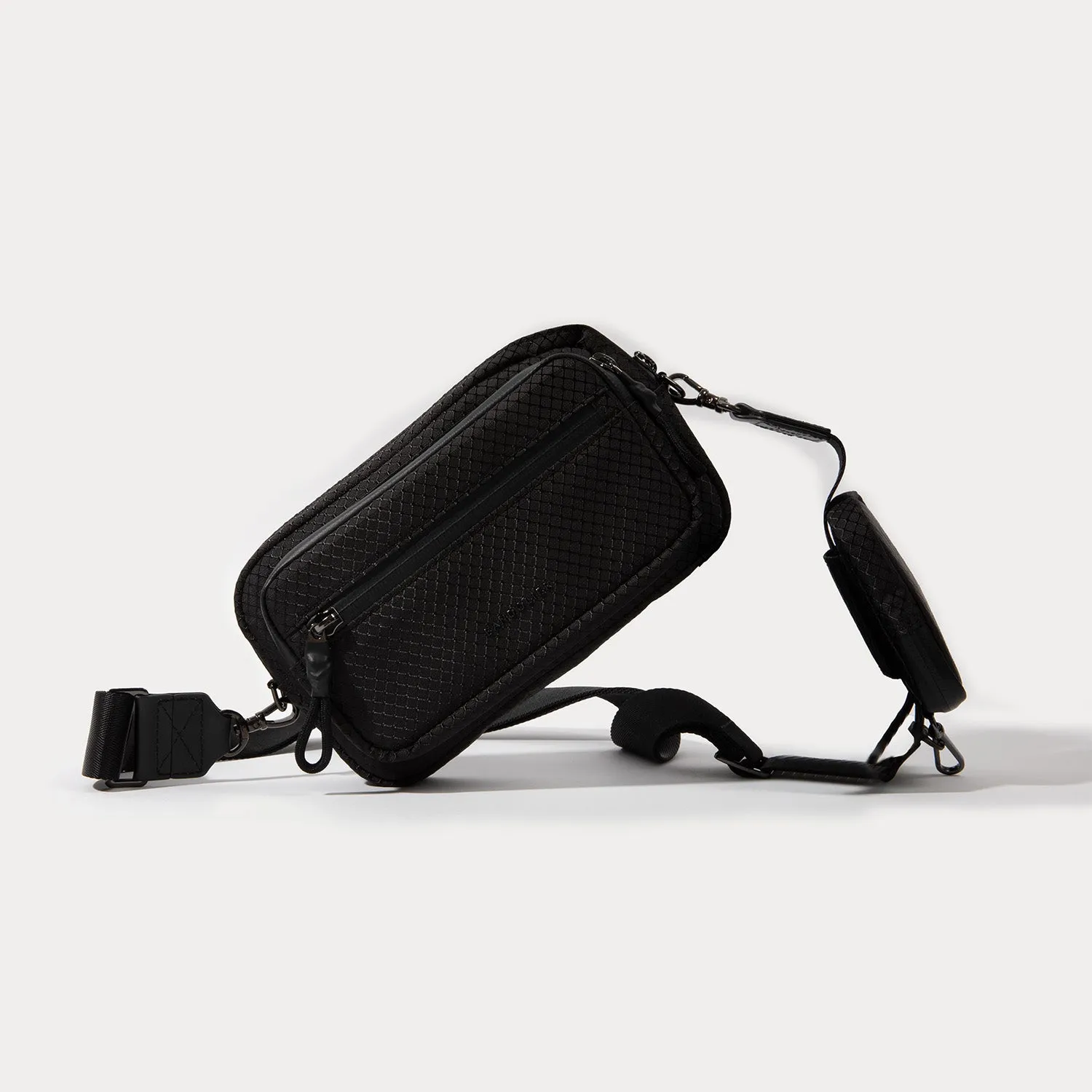 Ripstop Nylon Crossbody Bag - Black/Pewter