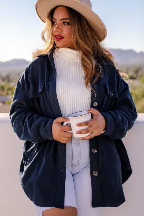 Ruby Navy Button Down Shacket