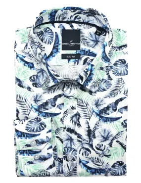 Sel Blue Green Leafy Print Shirt