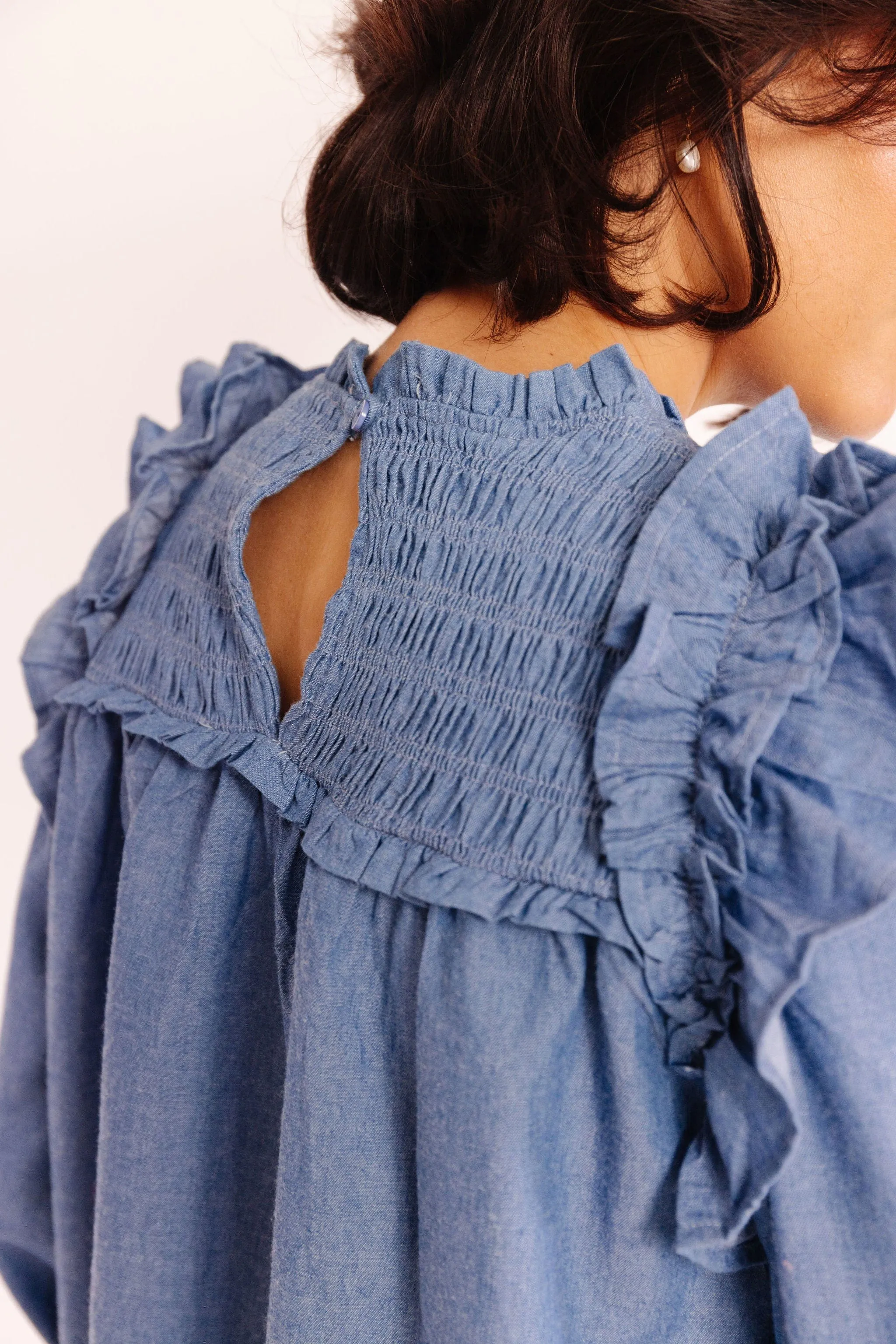 Shyla Blouse in Blue Denim