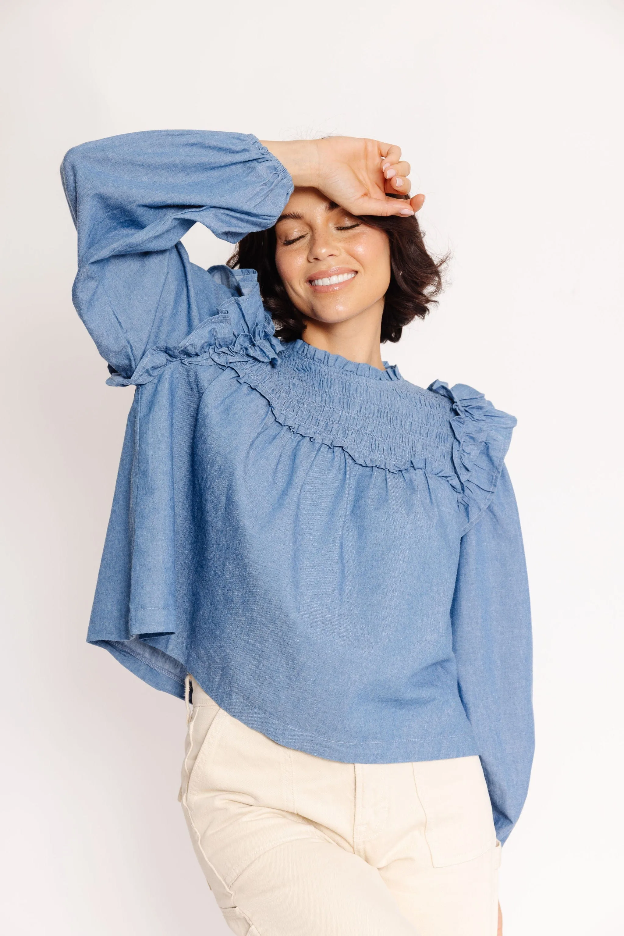 Shyla Blouse in Blue Denim