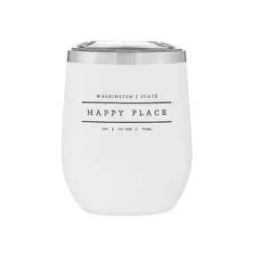 Stemless Stainless Steel Powder Coated Wine Cup Washington Happy Place White