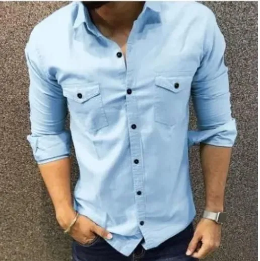 Stylish Cotton Solid Slim Fit Full Sleeves Shirt