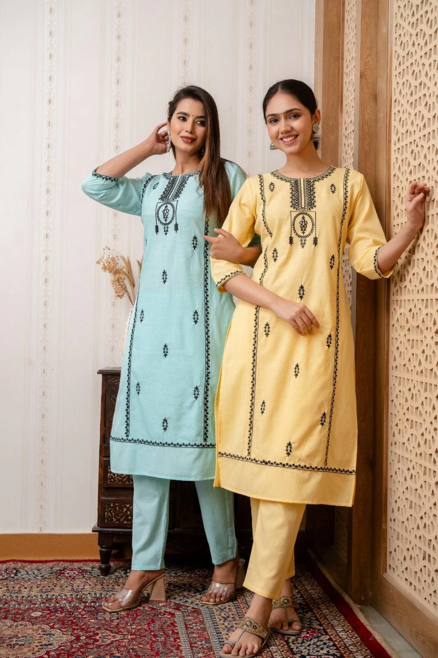 Stylish Embroidery Work Kurti and Pant Set