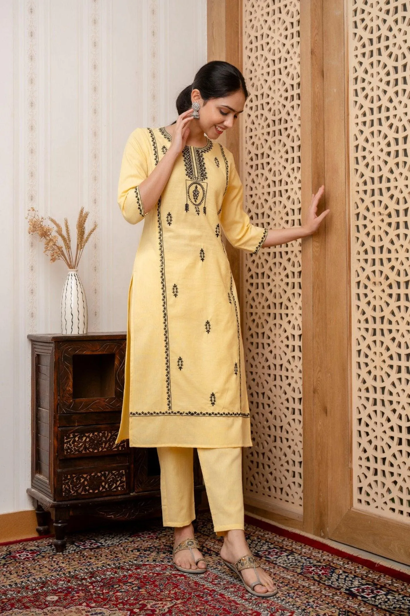 Stylish Embroidery Work Kurti and Pant Set