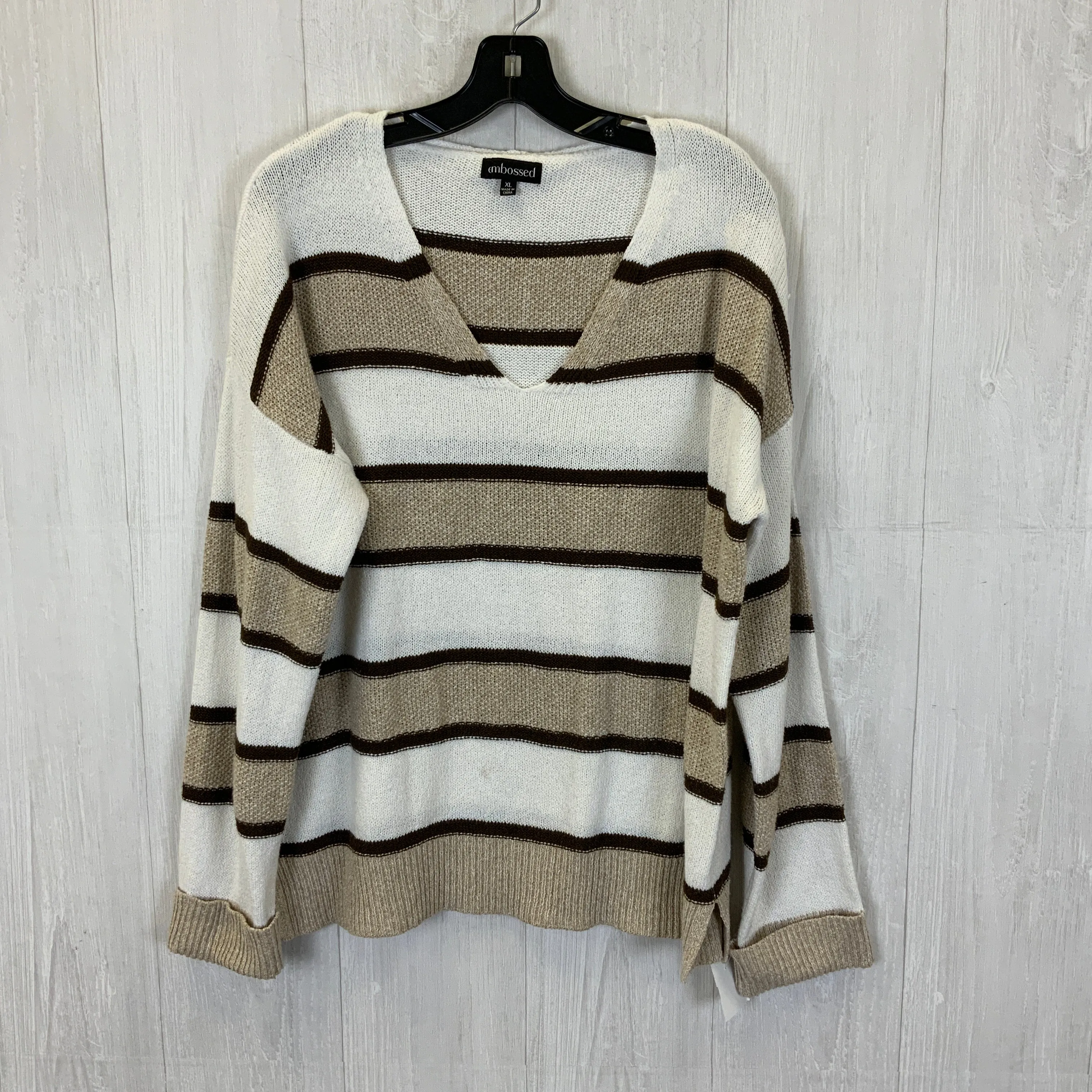 Sweater By Clothes Mentor In Striped Pattern, Size: Xl