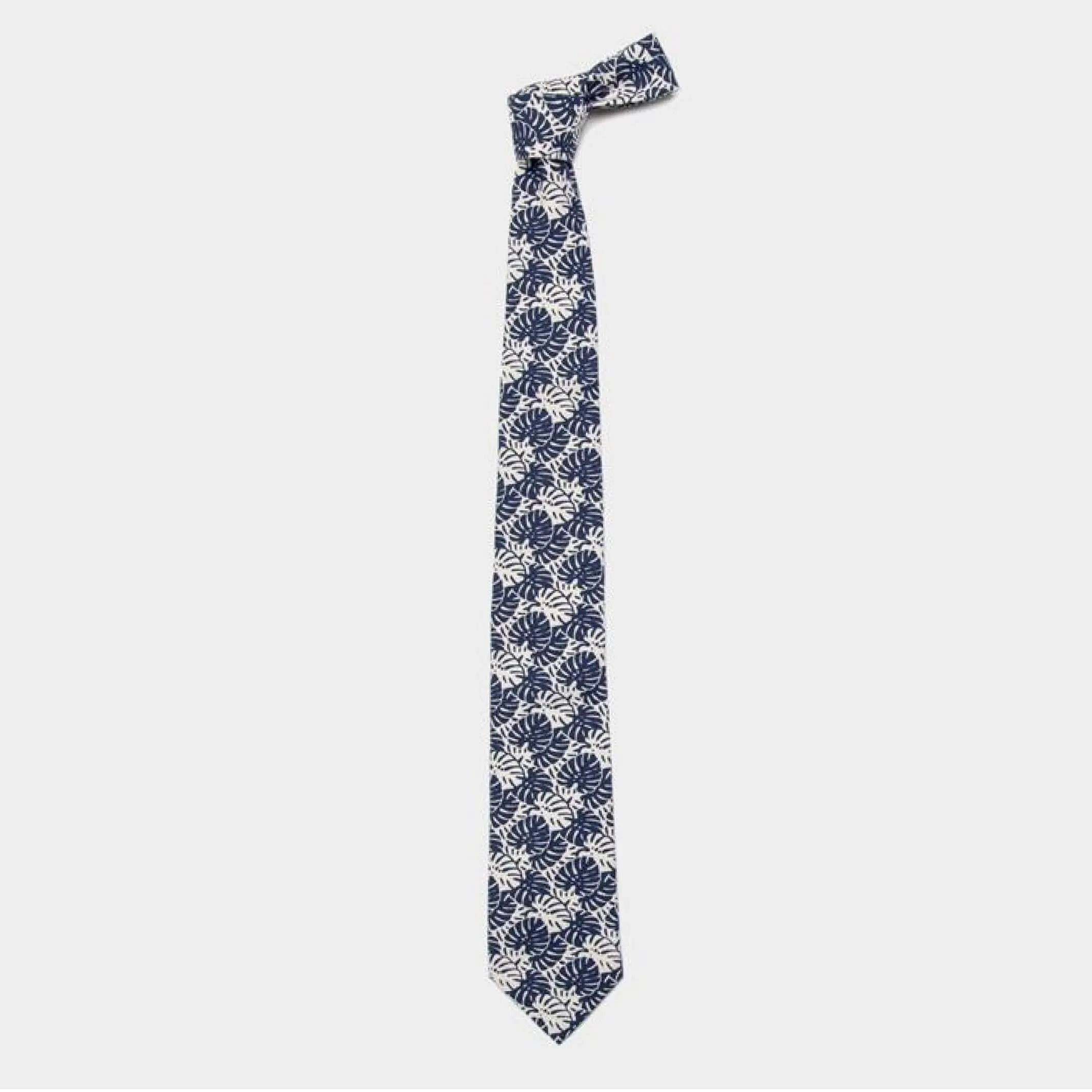 The Navy Palm Print Tie