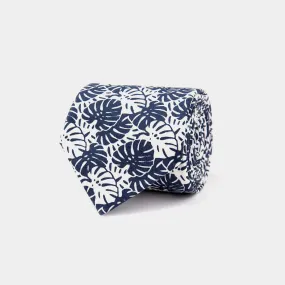 The Navy Palm Print Tie